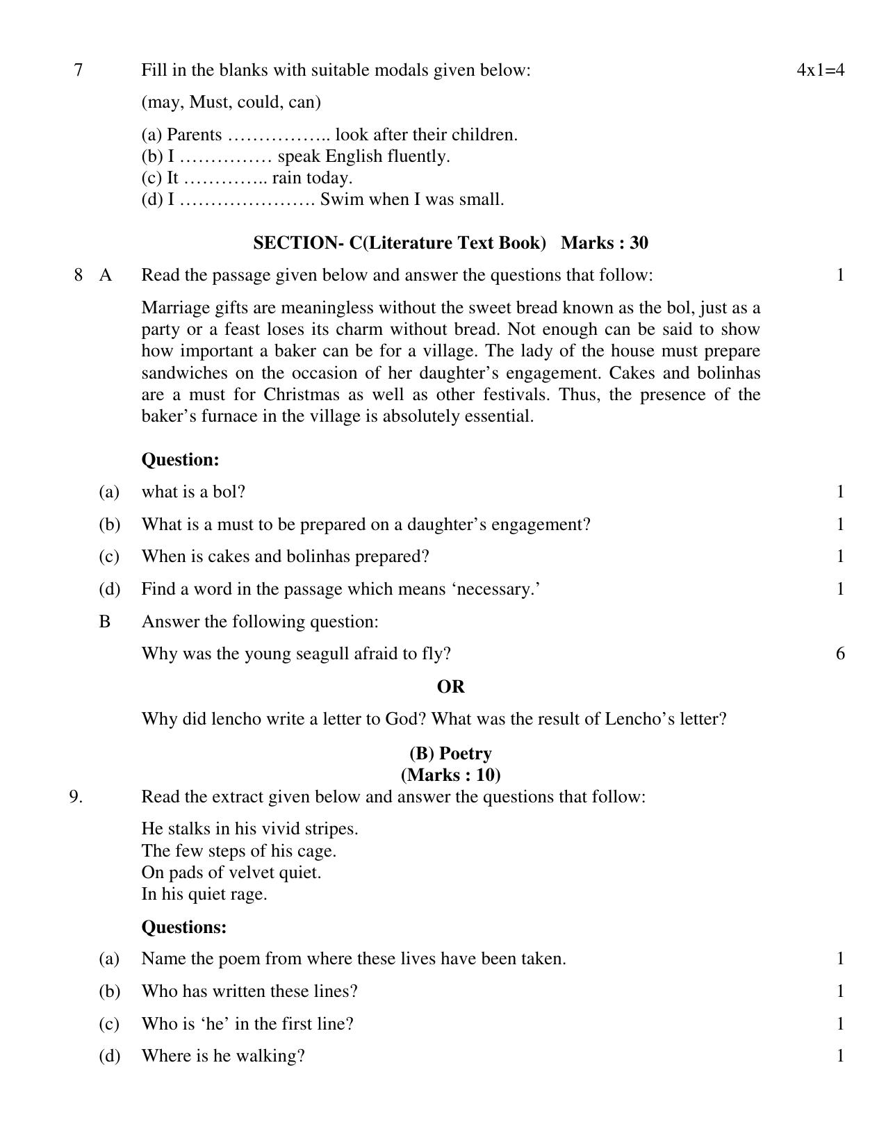 JAC Board Class 10th 2020 ENGLISH SET-1 Model Paper - Page 3