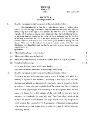 JAC Board Class 10th 2020 ENGLISH SET-1 Model Paper