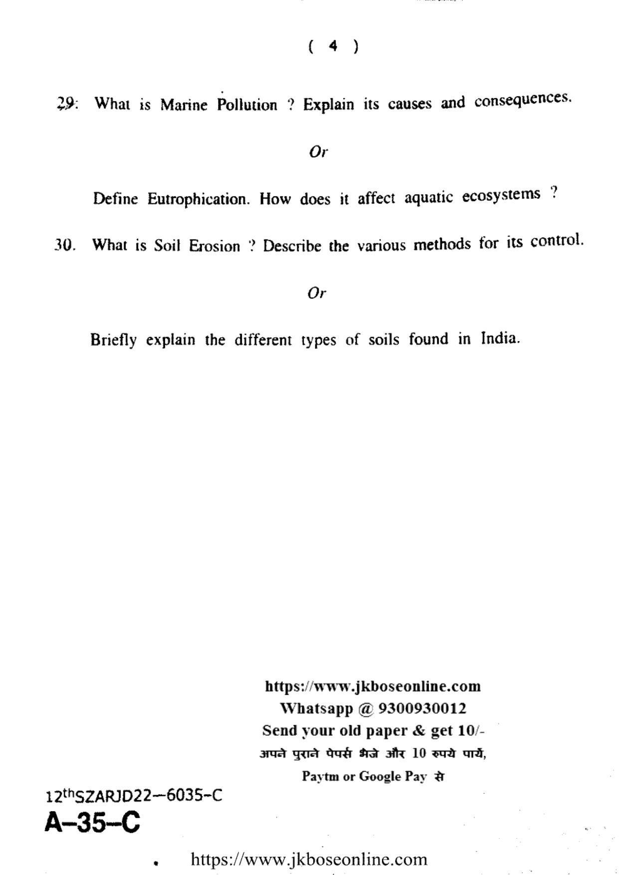 JKBOSE Class 12 Environmental-Science 6035-C Question Papers 2022 - Page 4