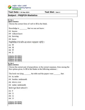 CUET (PG) 2022: PGQP-29 Statistics (2-09-2022) Question Paper