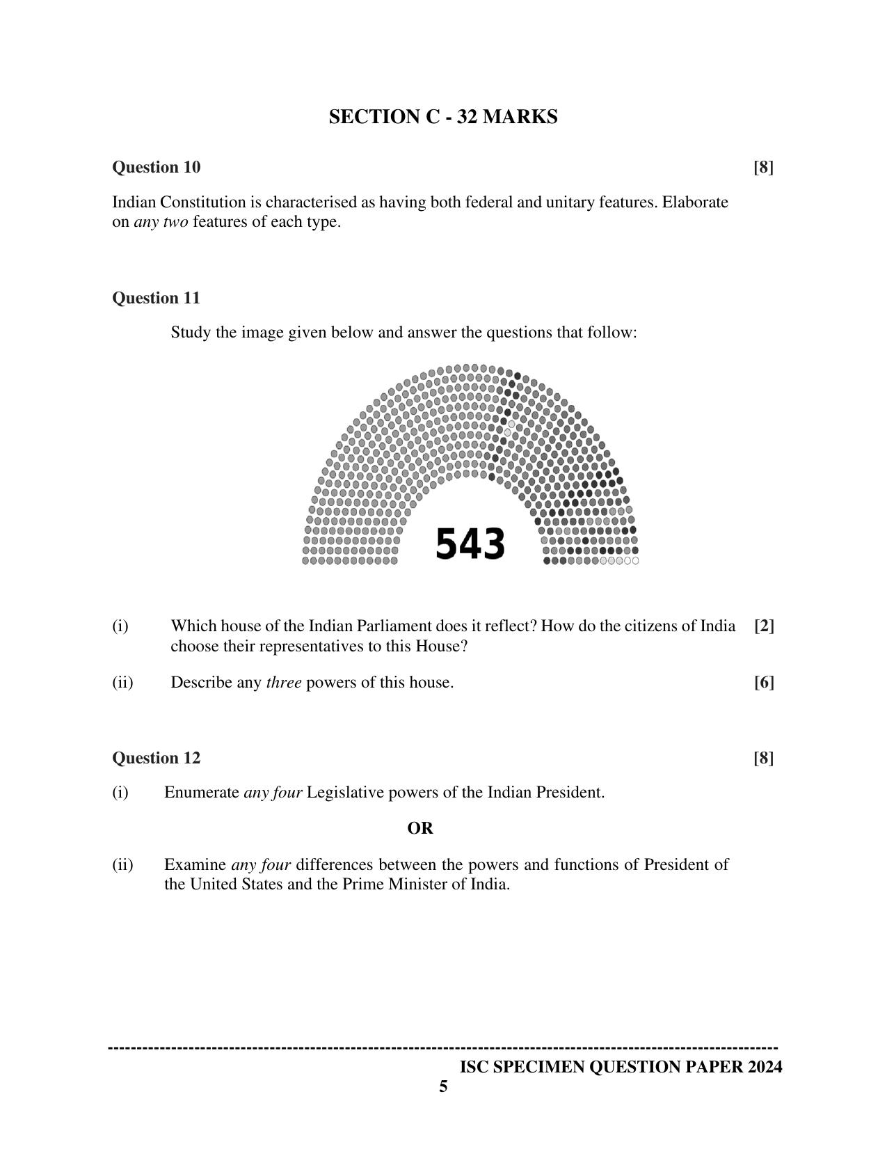 ISC Class 12 2024 Political Science Sample Paper - Page 5