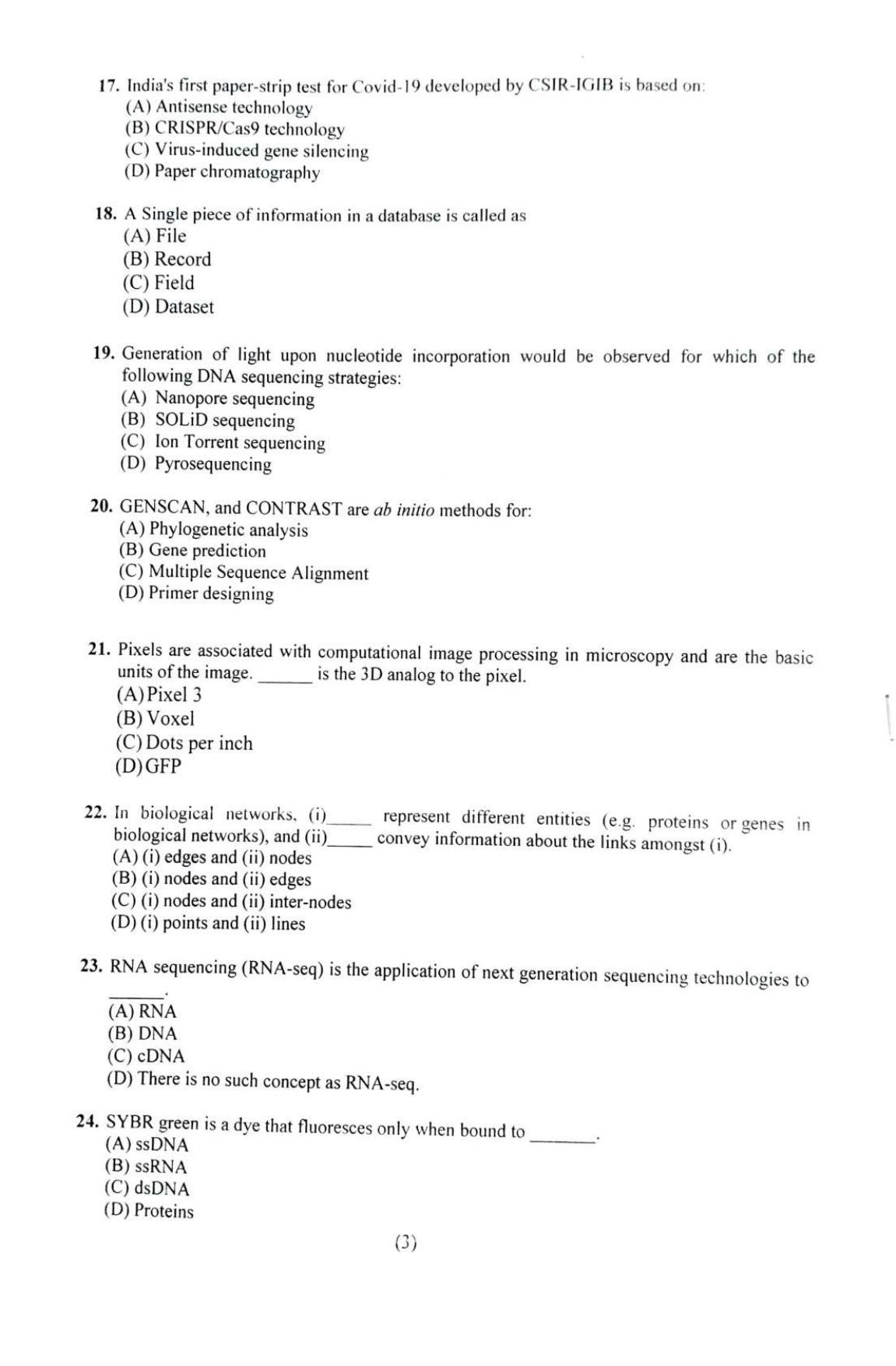 PU MPET Biotechnology 2020 Question Papers - Page 4