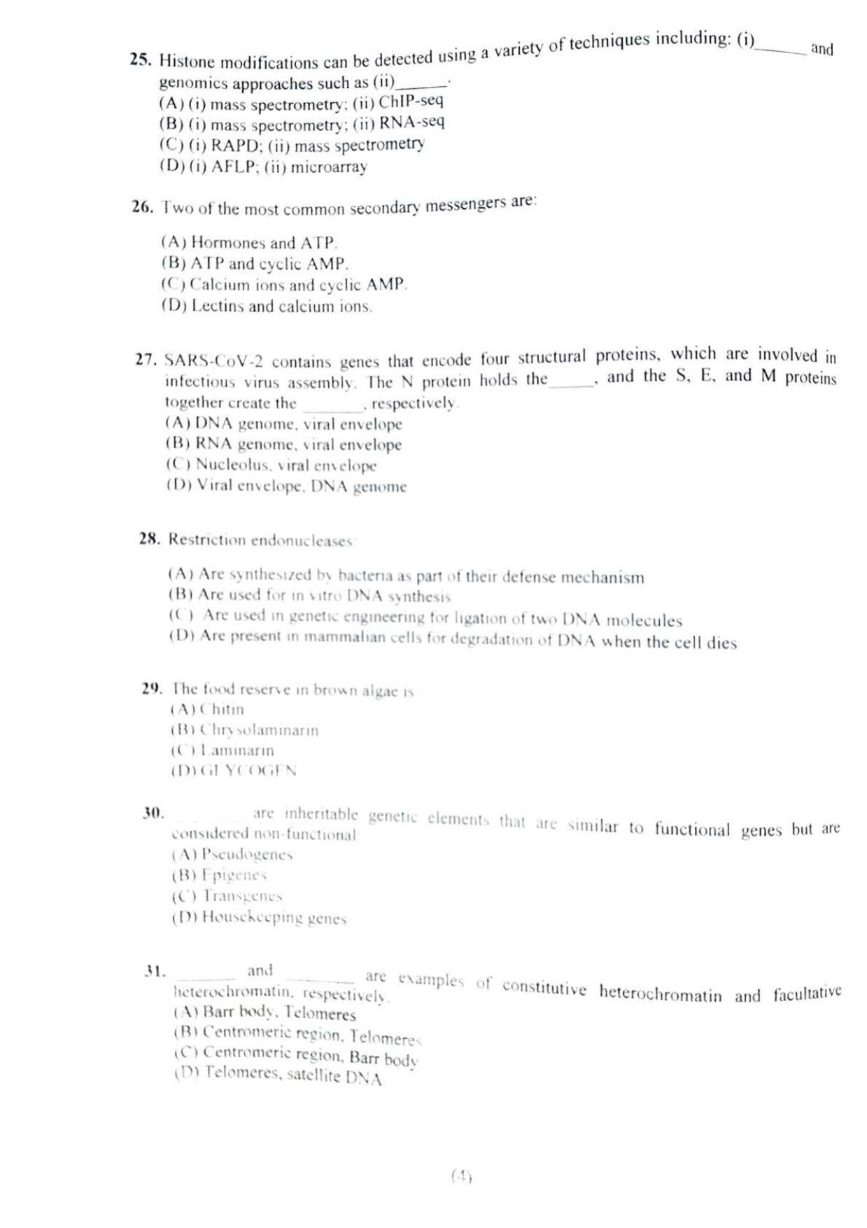 PU MPET Biotechnology 2020 Question Papers - Page 5
