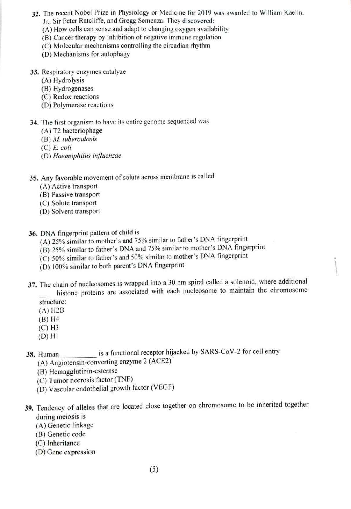 PU MPET Biotechnology 2020 Question Papers - Page 6