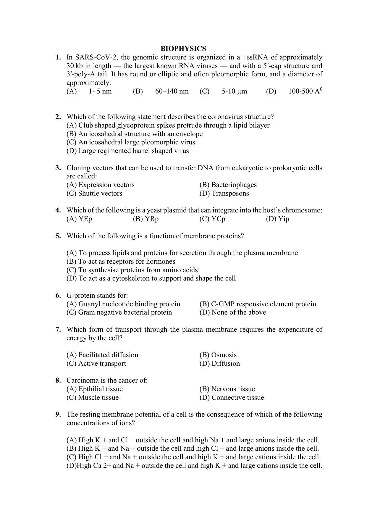 PU MPET Biotechnology 2020 Question Papers - Page 21