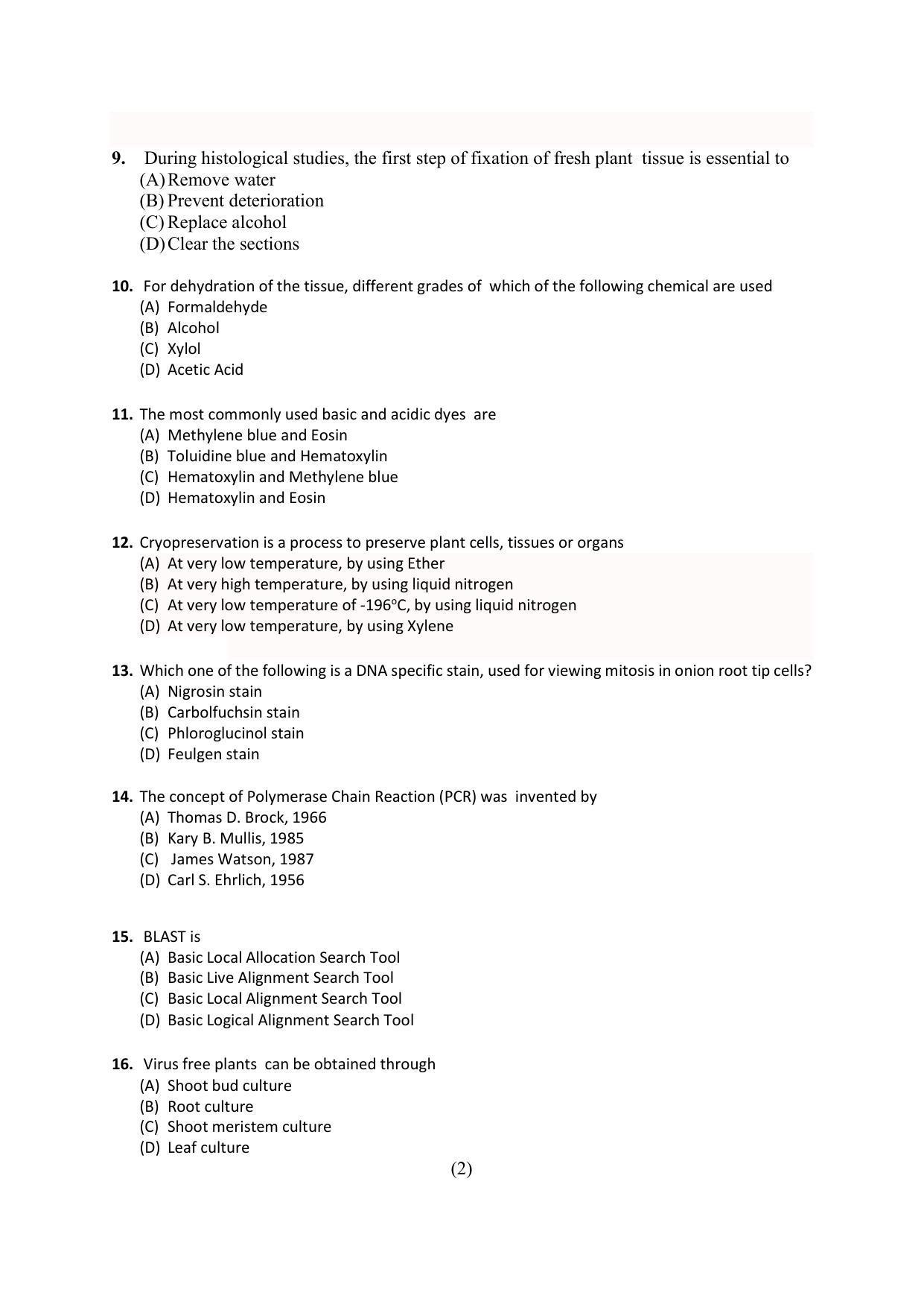 PU MPET Biotechnology 2020 Question Papers - Page 27