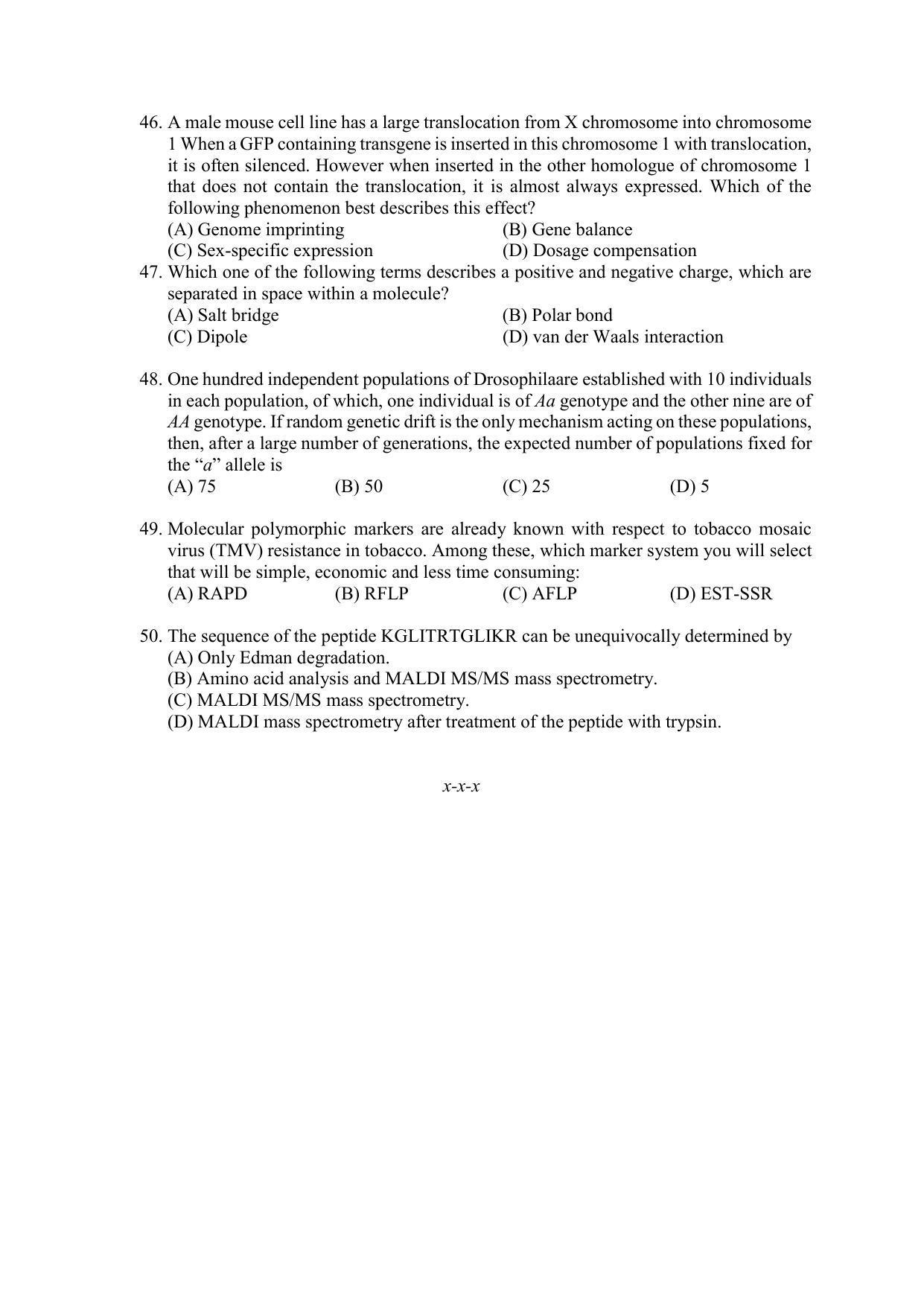 PU MPET Biotechnology 2020 Question Papers - Page 57
