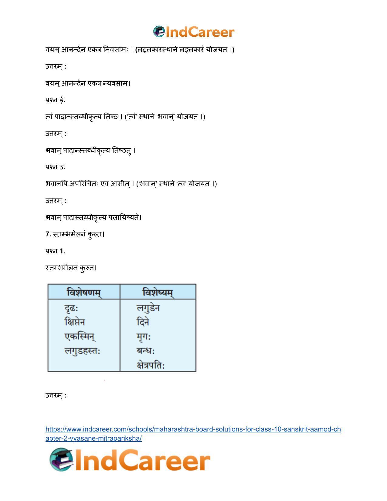Maharashtra Board Solutions for Class 10- Sanskrit Aamod: Chapter 2- व्यसने मित्रपरीक्षा - Page 6