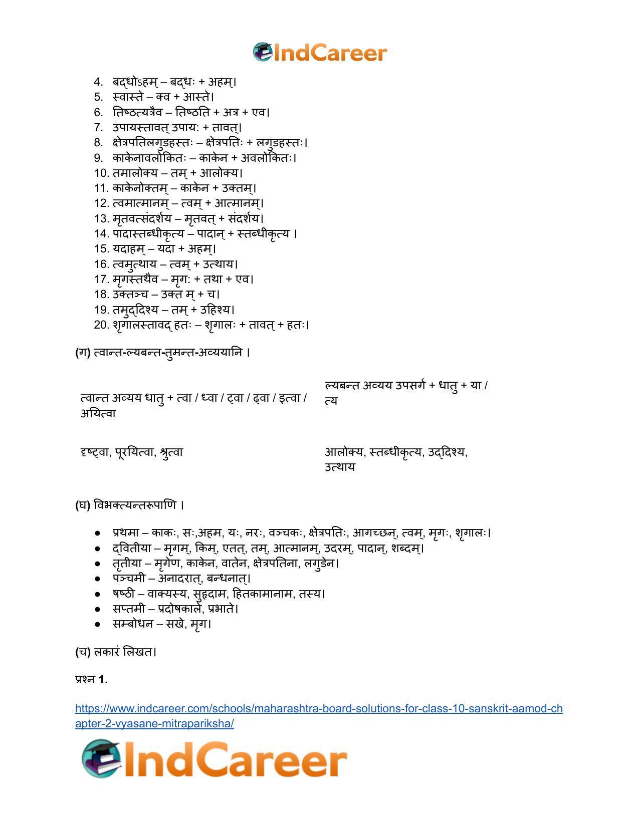 Maharashtra Board Solutions for Class 10- Sanskrit Aamod: Chapter 2- व्यसने मित्रपरीक्षा - Page 26