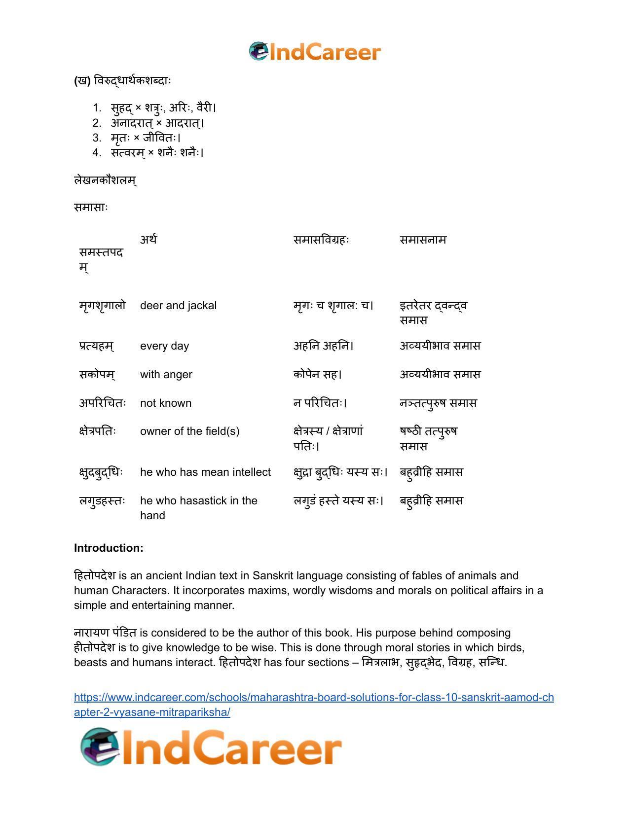 Maharashtra Board Solutions for Class 10- Sanskrit Aamod: Chapter 2- व्यसने मित्रपरीक्षा - Page 28