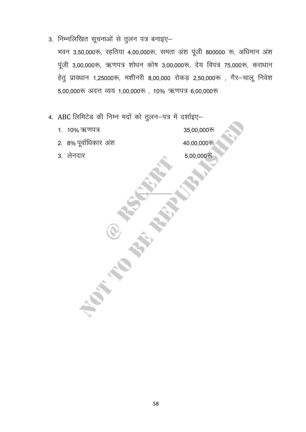 RBSE 2023 Class 12 Accountancy Question Bank - Page 58