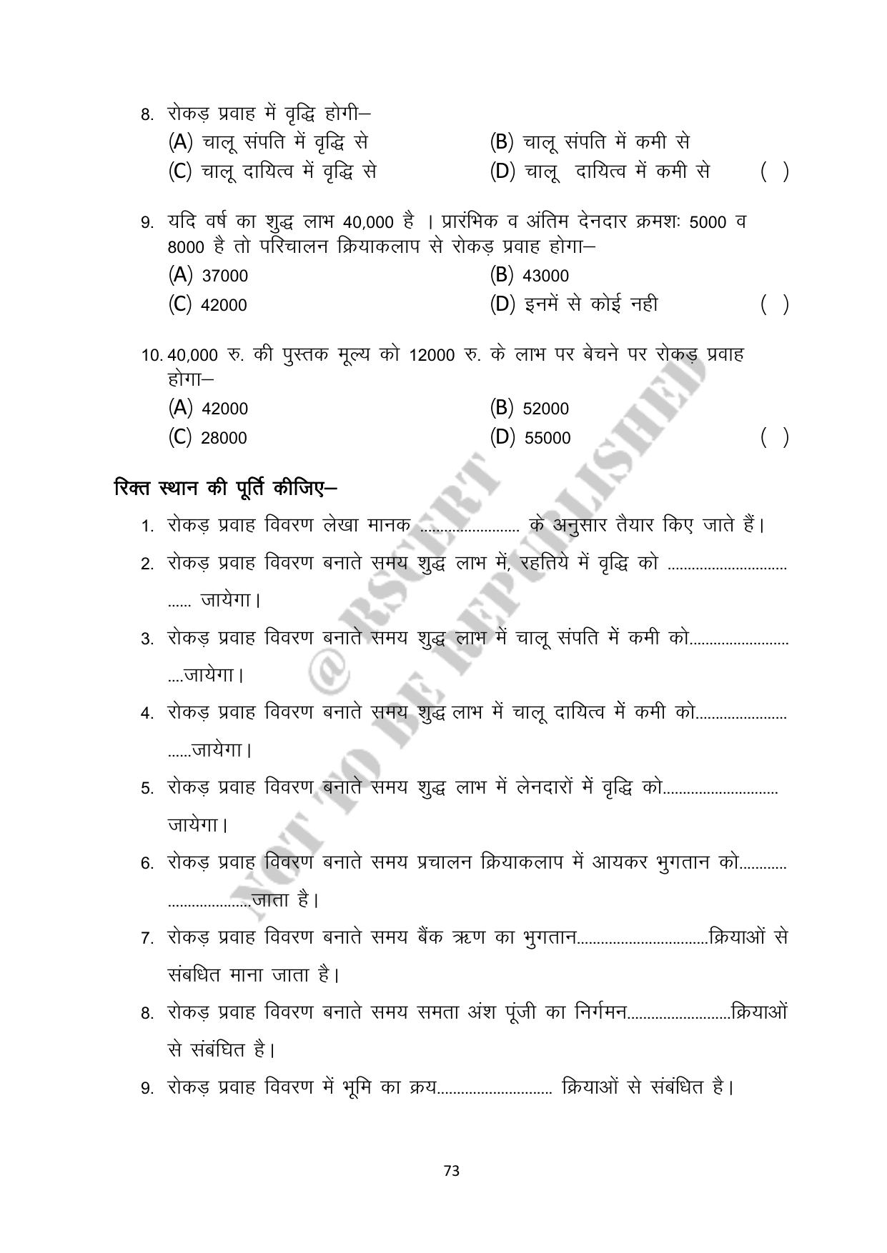 RBSE 2023 Class 12 Accountancy Question Bank - Page 73