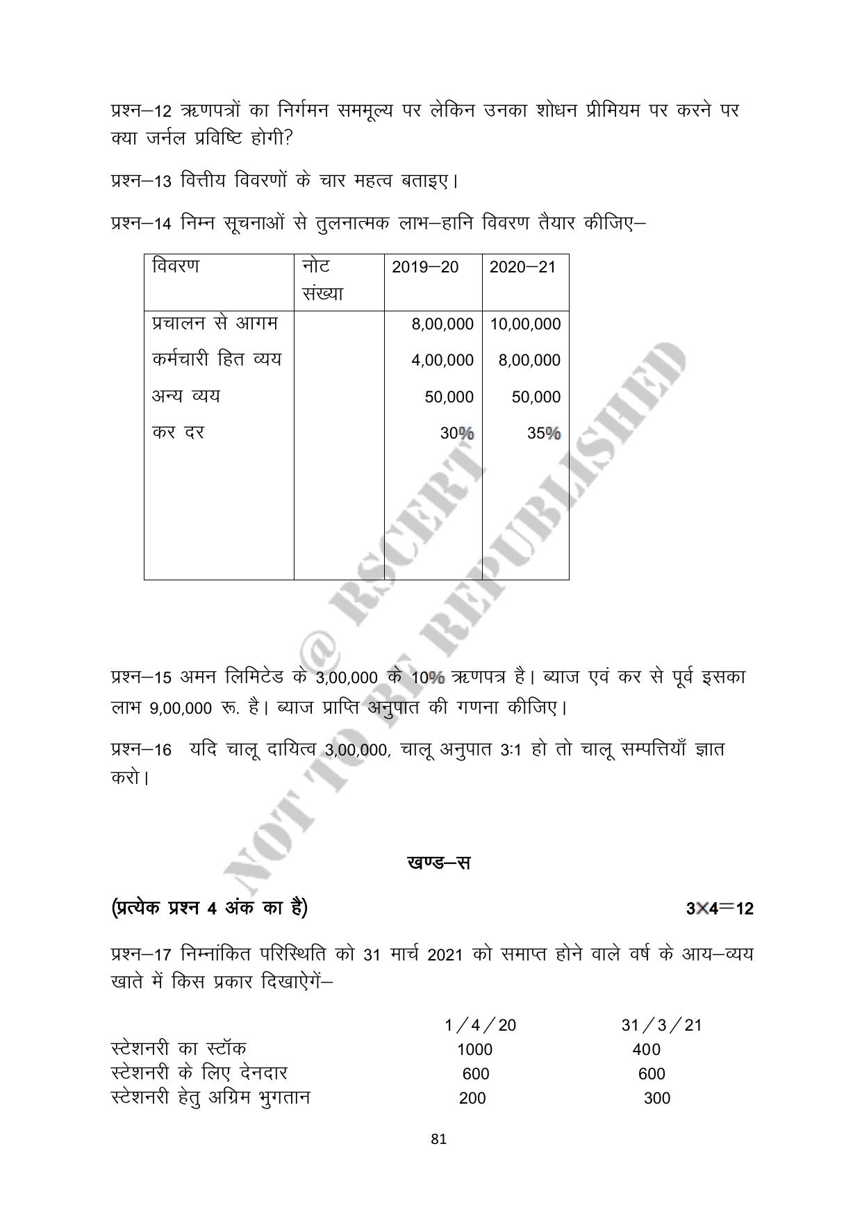 RBSE 2023 Class 12 Accountancy Question Bank - Page 81
