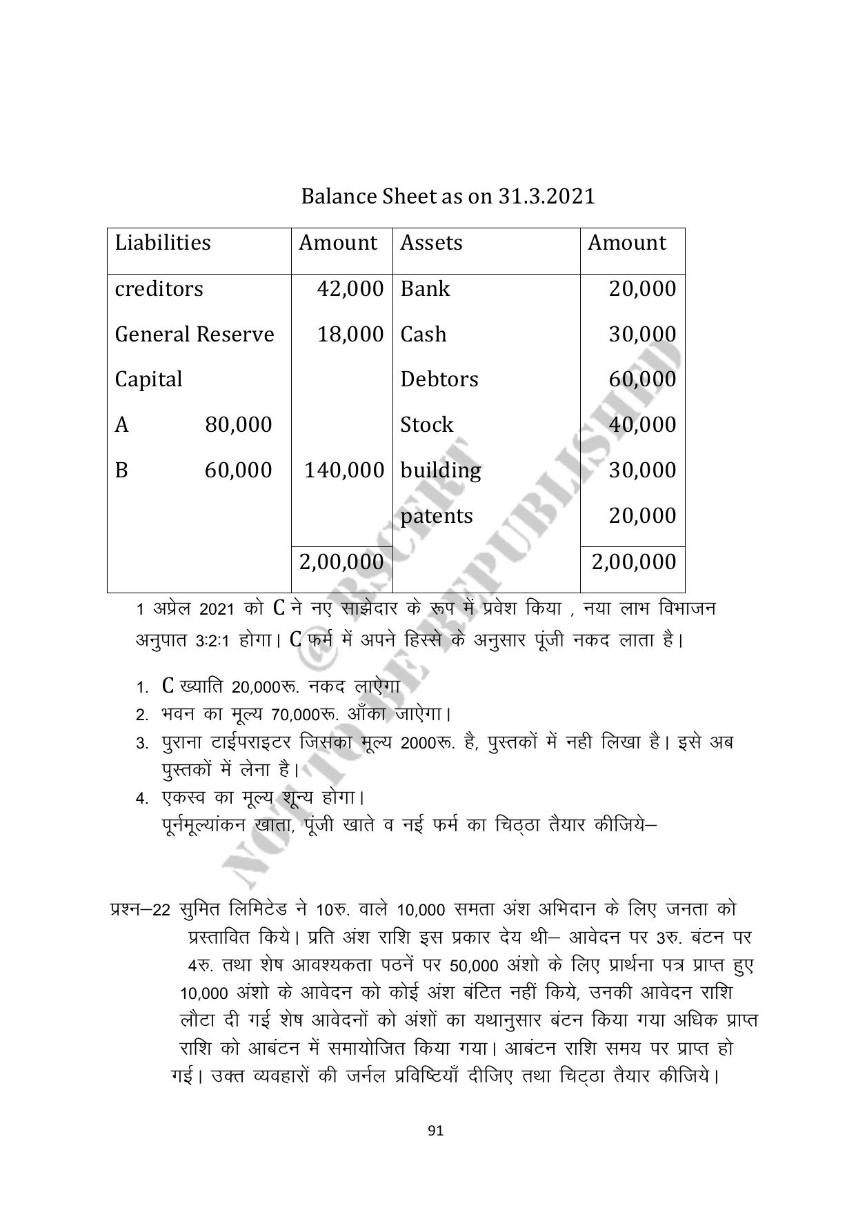 RBSE 2023 Class 12 Accountancy Question Bank - Page 91