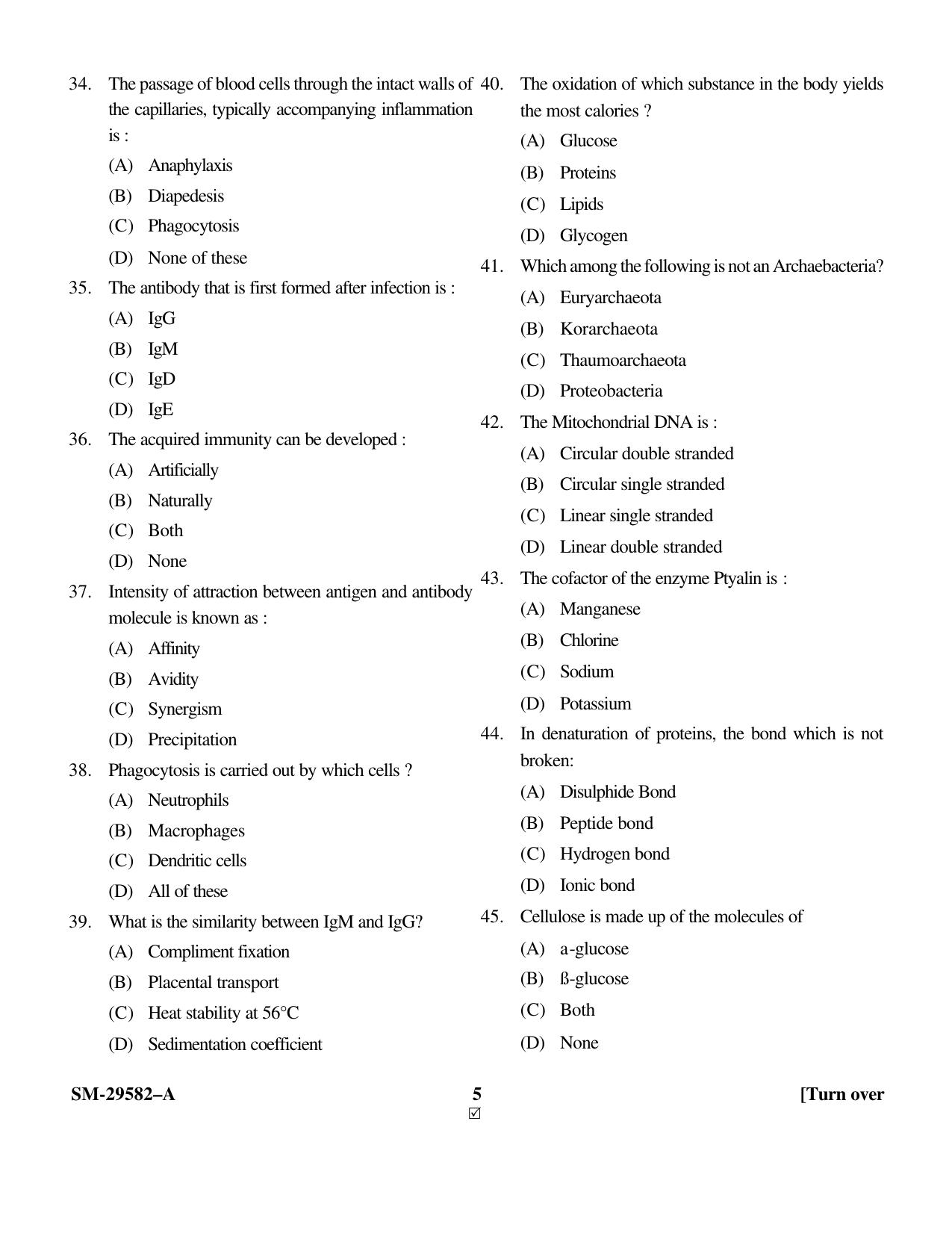 KUET 2023 M.Sc. Microbiology Question Paper - Page 5