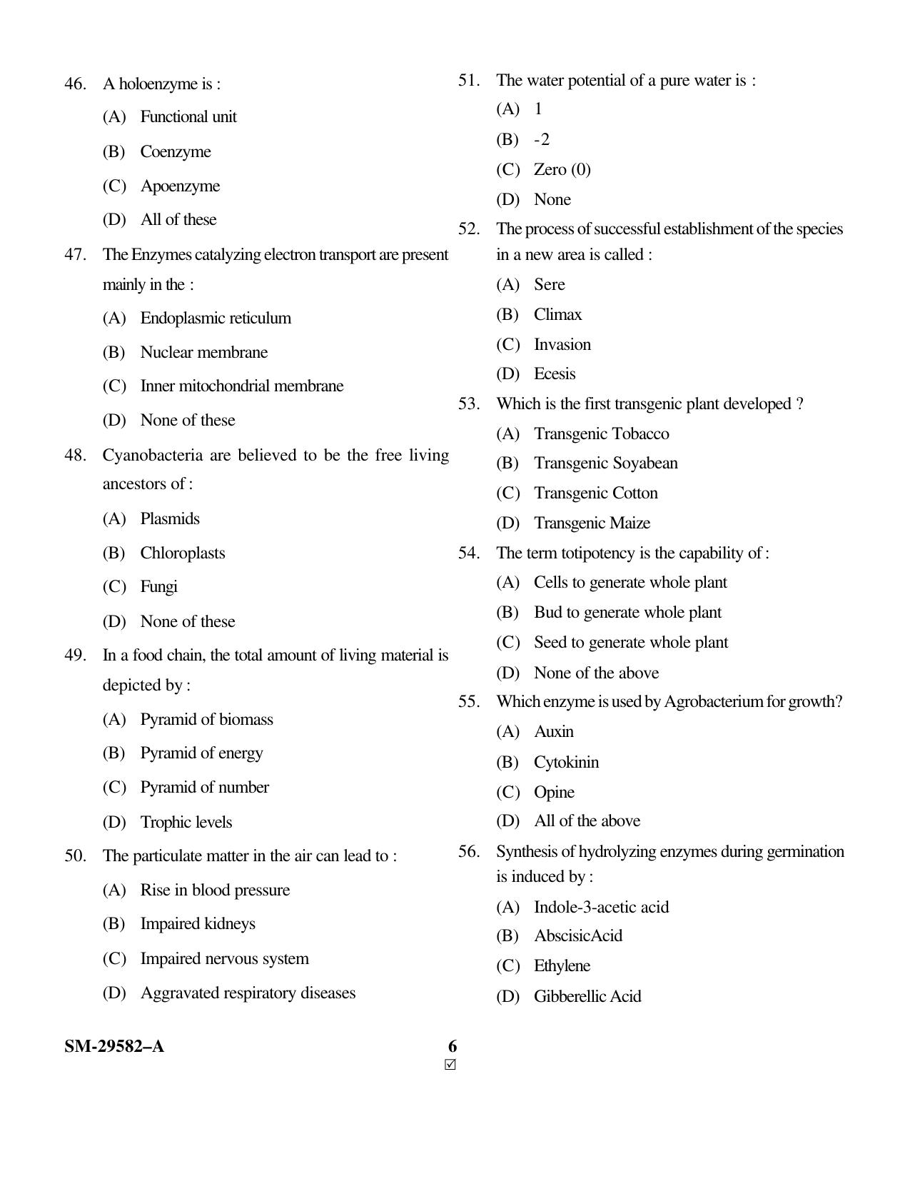 KUET 2023 M.Sc. Microbiology Question Paper - Page 6