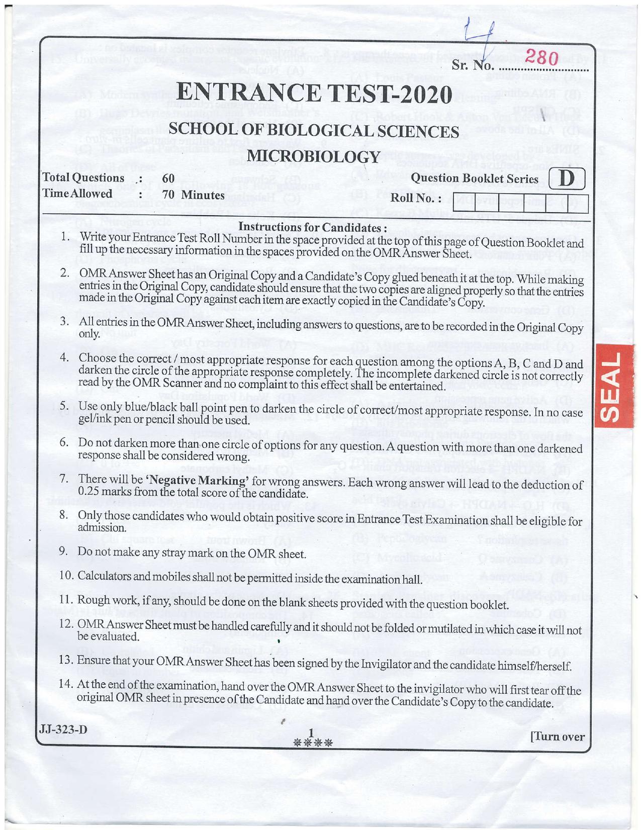 KUET 2023 M.Sc. Microbiology Question Paper - Page 27