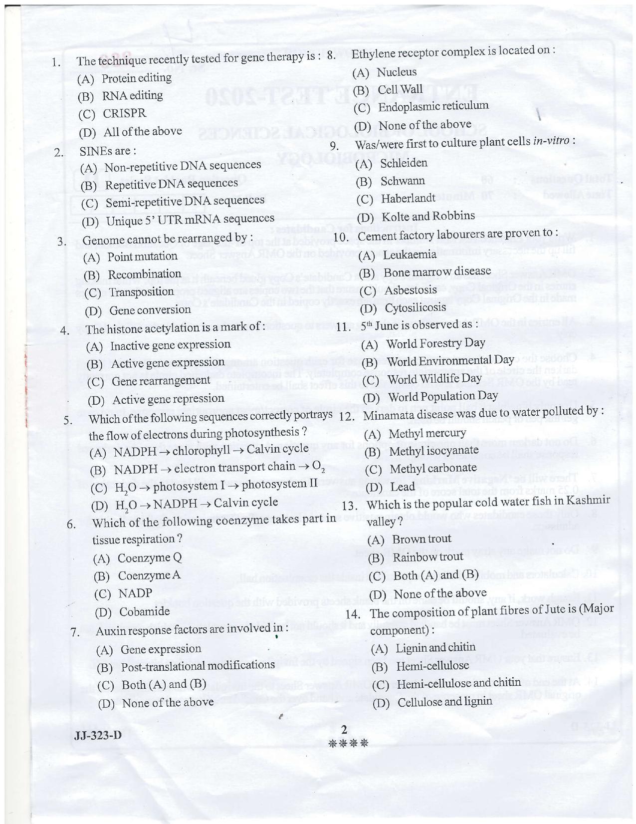 KUET 2023 M.Sc. Microbiology Question Paper - Page 28