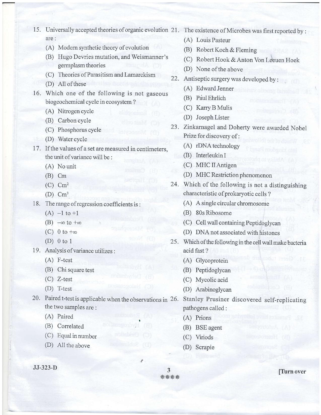 KUET 2023 M.Sc. Microbiology Question Paper - Page 29