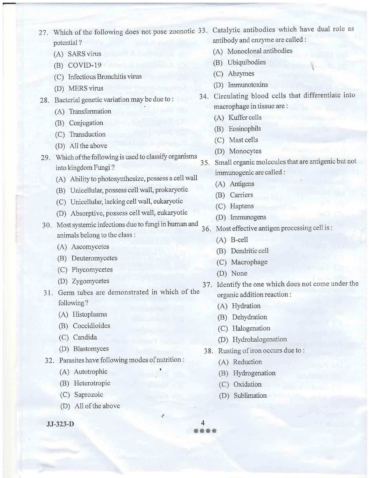 KUET 2023 M.Sc. Microbiology Question Paper - Page 30