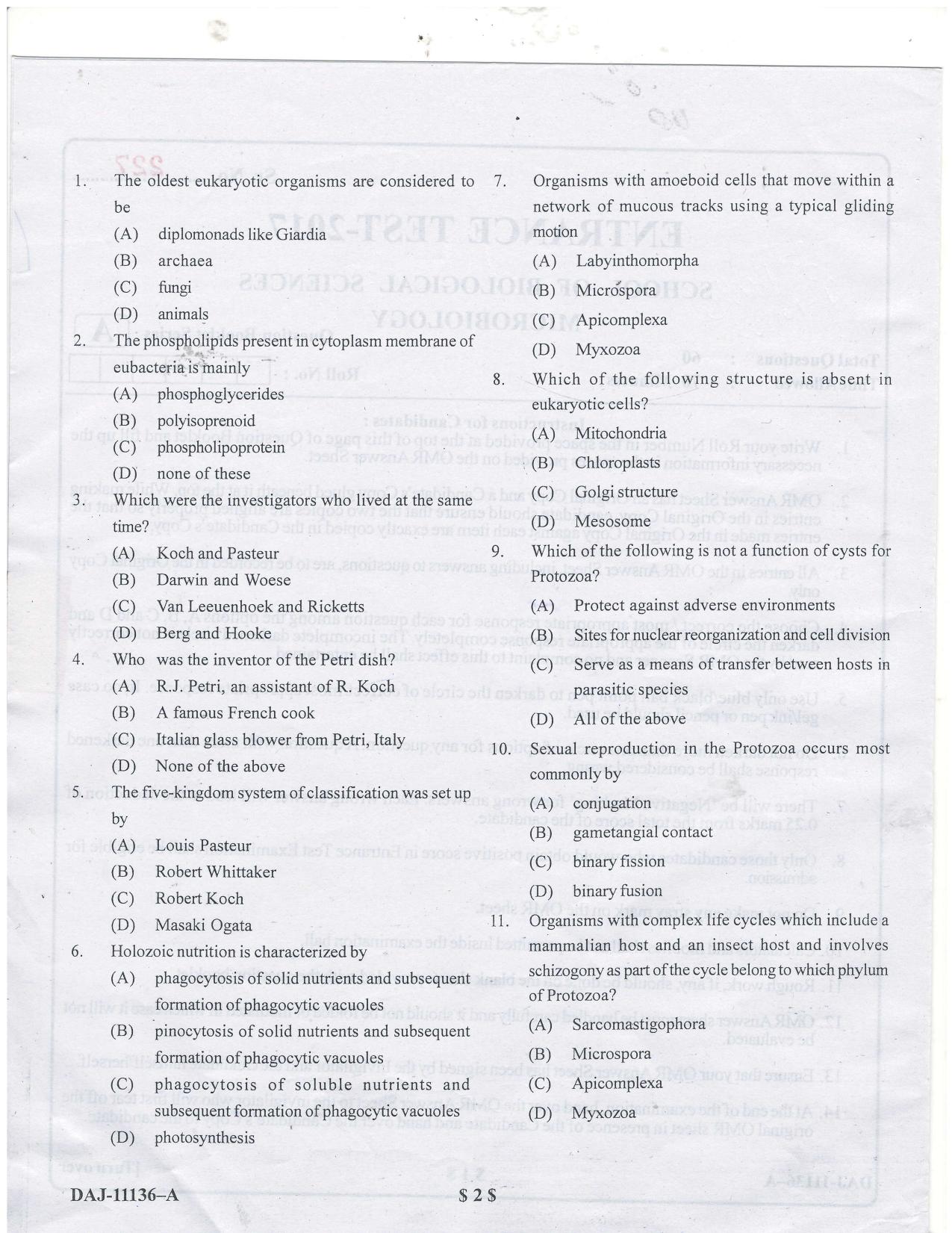 KUET 2023 M.Sc. Microbiology Question Paper - Page 40
