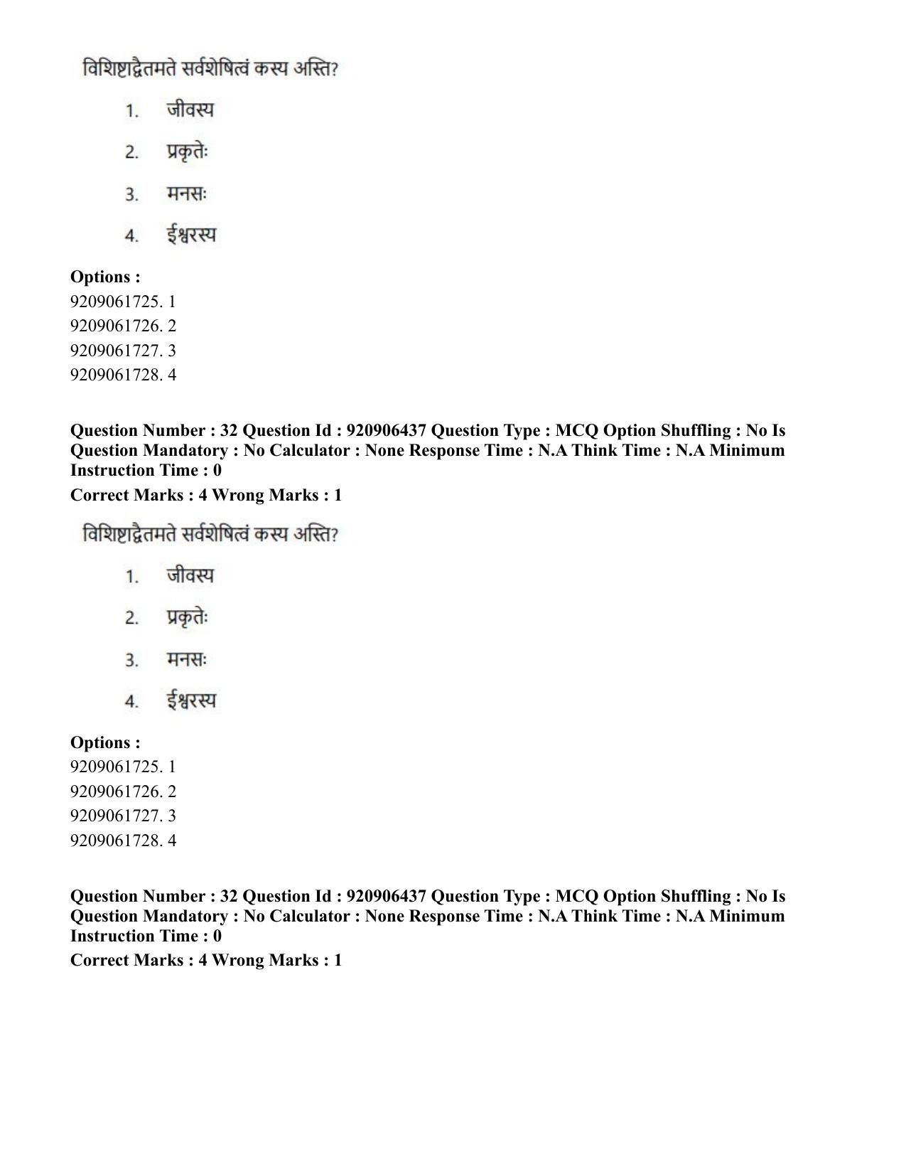 CUET PG 2023: ACQP24 – Vedanta, Sarvadarshan, Mimansa, Nyaya (Eng.) (06-06-2023) Question Paper - Page 55