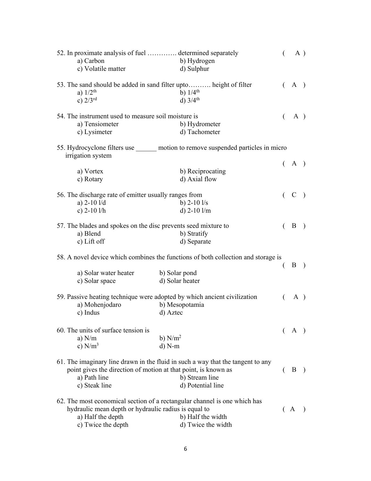TS AGRICET 2019 AGRICULTURAL ENGINEERING PAPER WITH KEY - Page 6