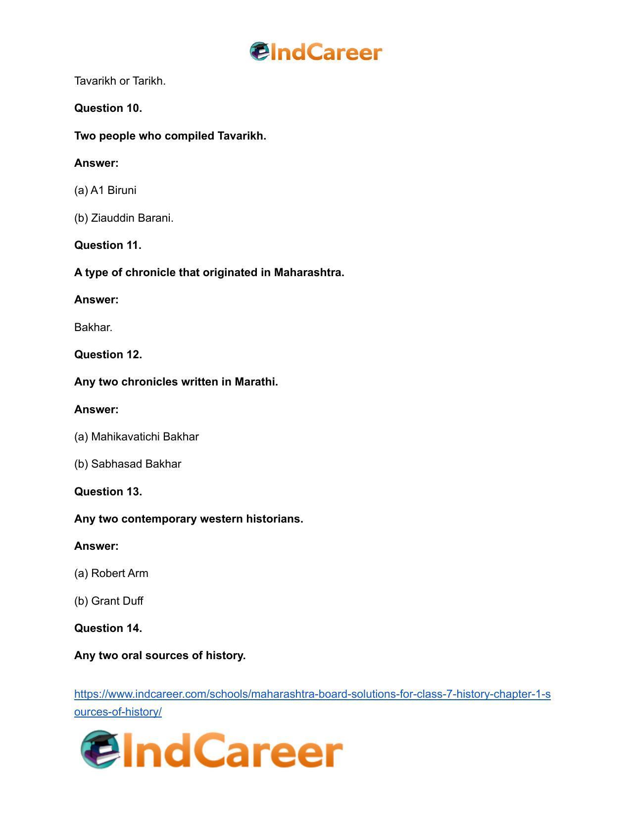 Maharashtra Board Solutions for Class 7- History: Chapter 1- Sources of History - Page 12