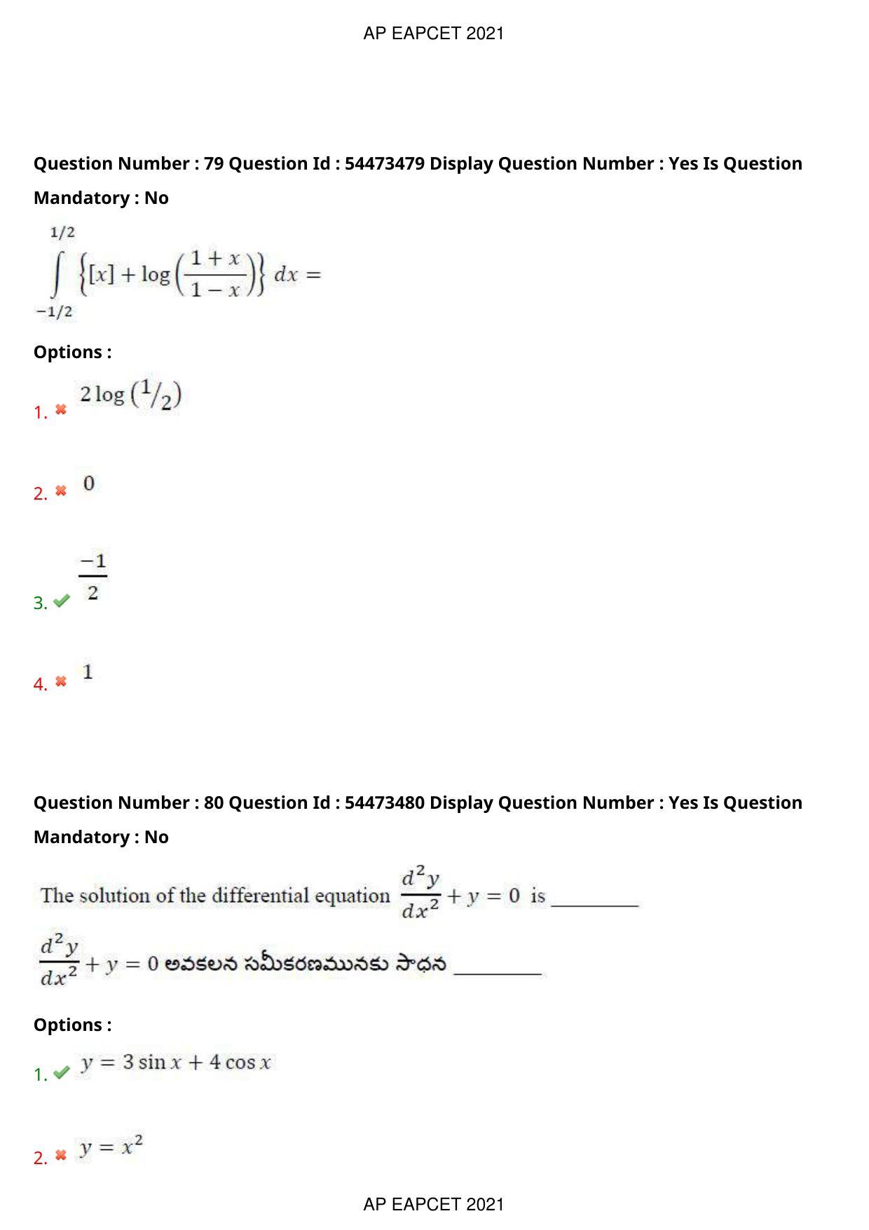 AP EAPCET 2021 - August 19,2021 Shift 1 - Master Engineering Question Paper With Preliminary Keys - Page 52