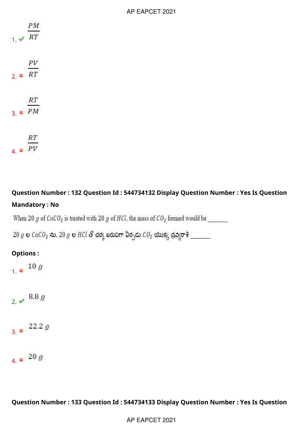 AP EAPCET 2021 - August 19,2021 Shift 1 - Master Engineering Question Paper With Preliminary Keys - Page 89