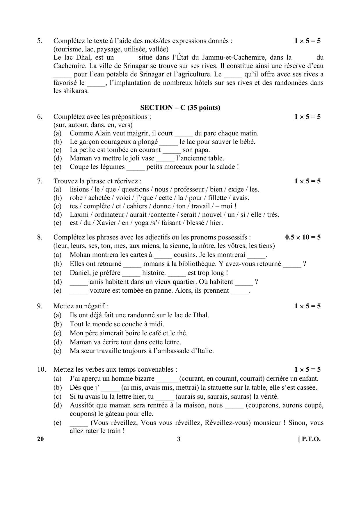 CBSE Class 10 20-French 2017-comptt Question Paper - Page 3