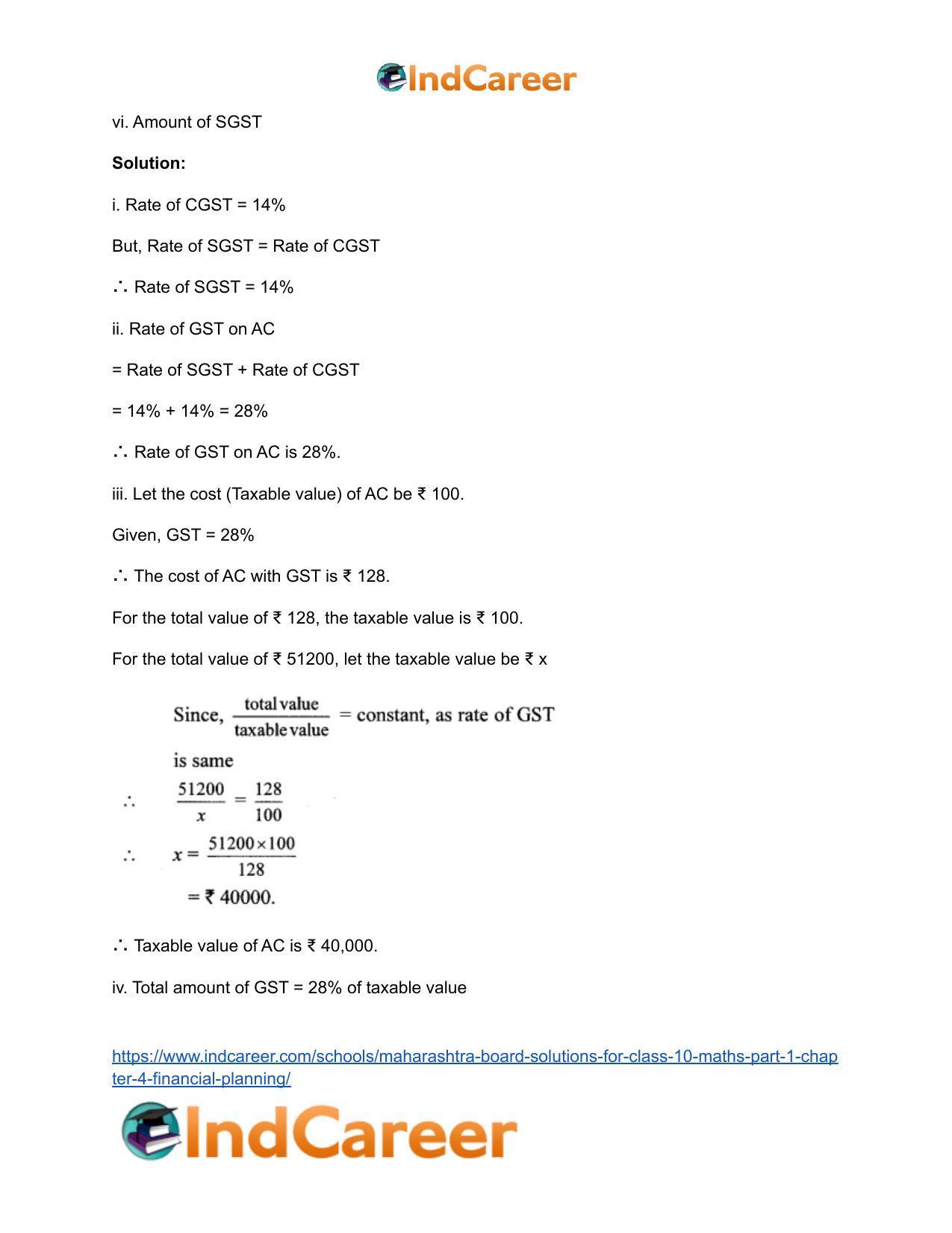 Maharashtra Board Solutions for Class 10-Maths (Part 1): Chapter 4- Financial Planning - Page 6
