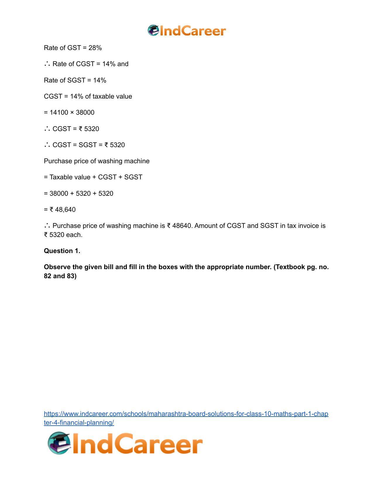 Maharashtra Board Solutions for Class 10-Maths (Part 1): Chapter 4- Financial Planning - Page 8