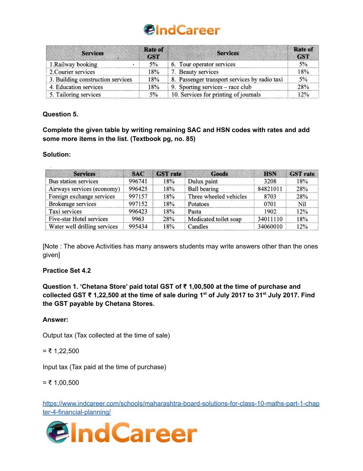 Maharashtra Board Solutions for Class 10-Maths (Part 1): Chapter 4- Financial Planning - Page 11