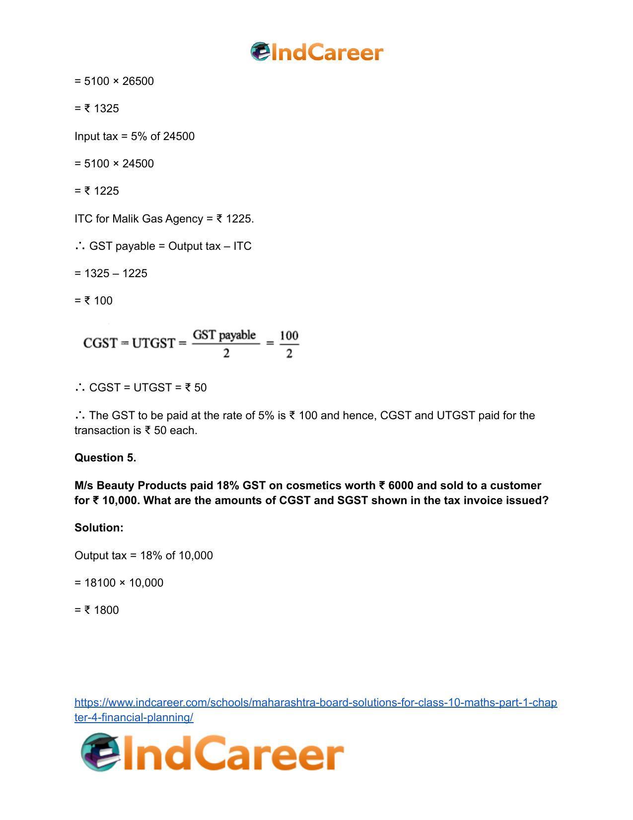 Maharashtra Board Solutions for Class 10-Maths (Part 1): Chapter 4- Financial Planning - Page 14