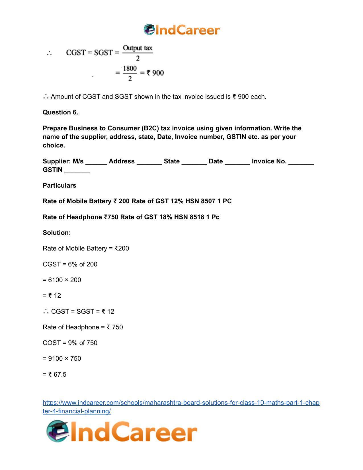 Maharashtra Board Solutions for Class 10-Maths (Part 1): Chapter 4- Financial Planning - Page 15