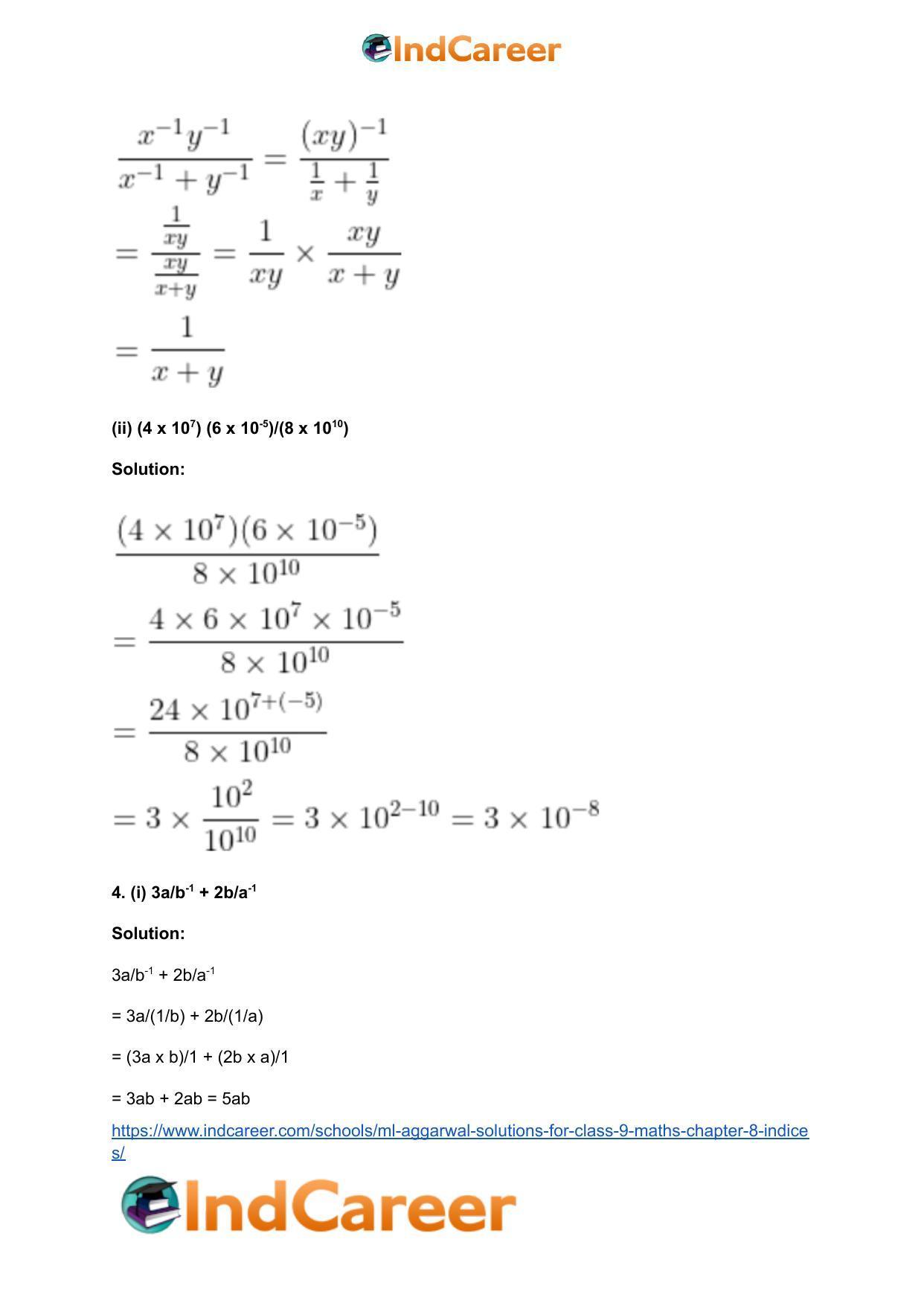 ML Aggarwal Solutions for Class 9 Maths Chapter 8- Indices - Page 4