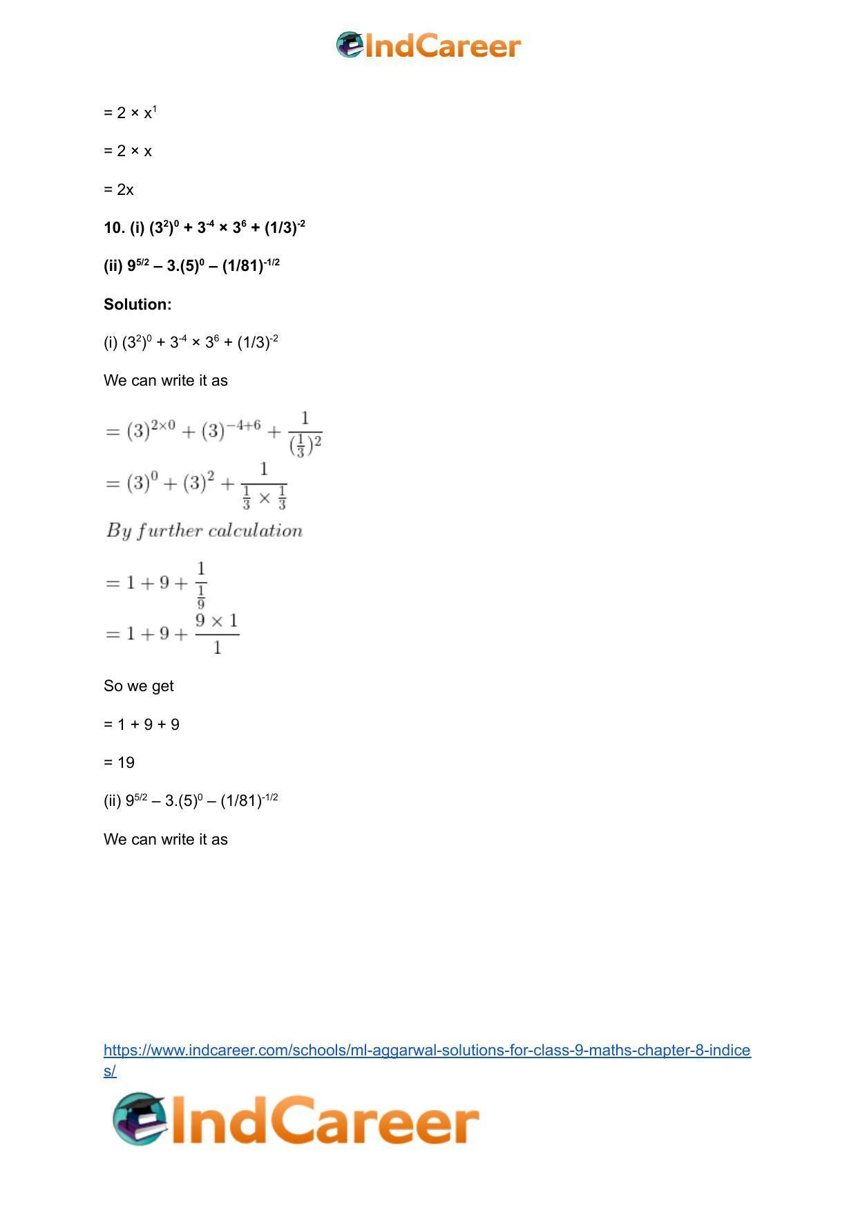 ML Aggarwal Solutions for Class 9 Maths Chapter 8- Indices - Page 12