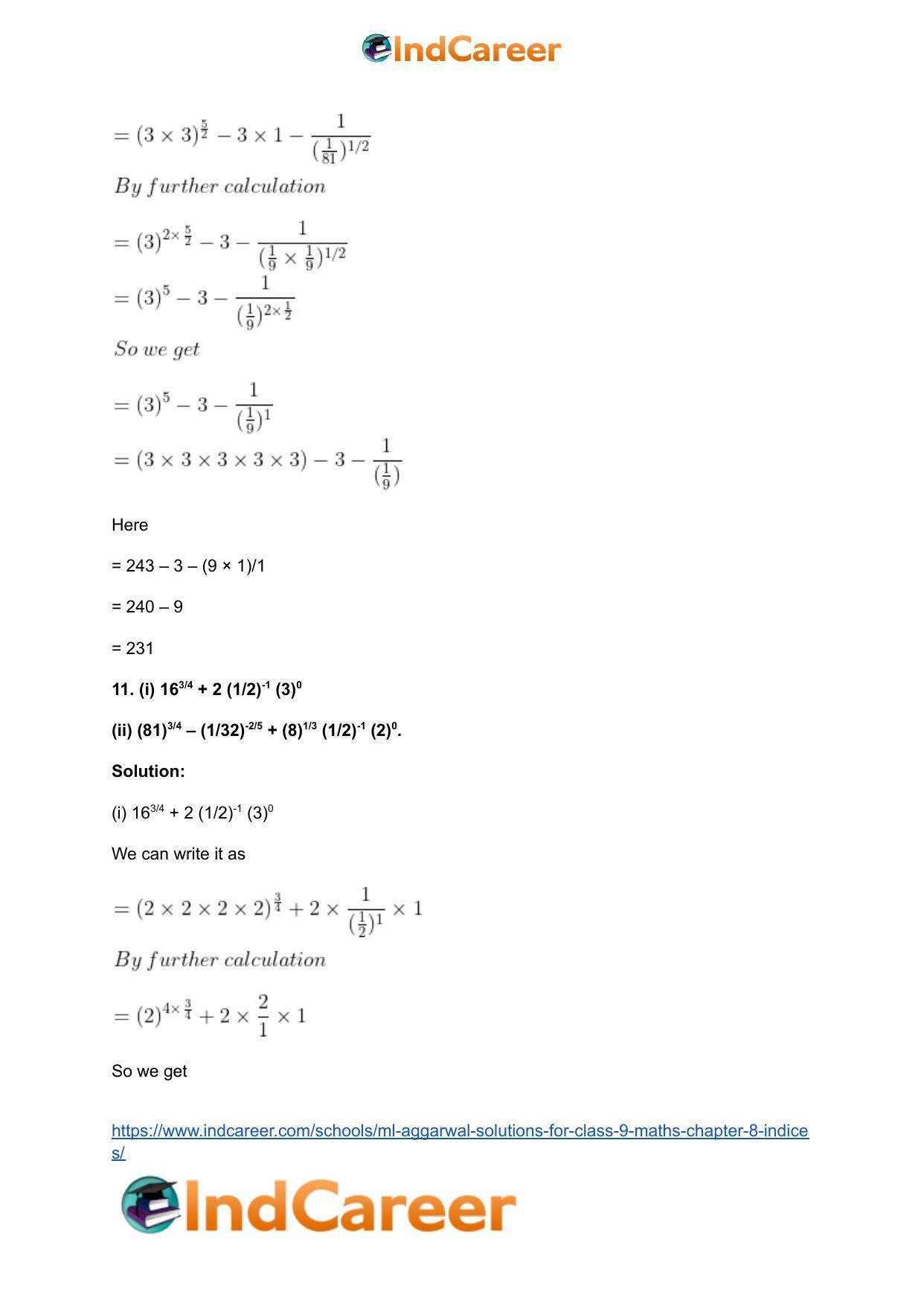 ML Aggarwal Solutions for Class 9 Maths Chapter 8- Indices - Page 13