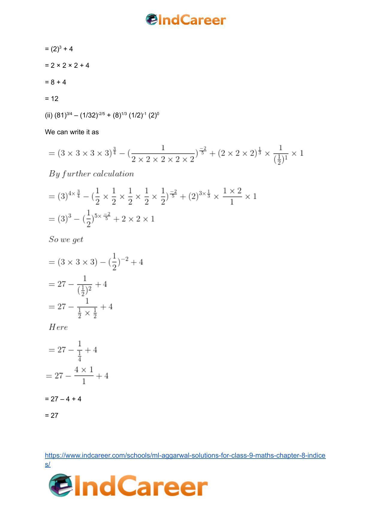 ML Aggarwal Solutions for Class 9 Maths Chapter 8- Indices - Page 14