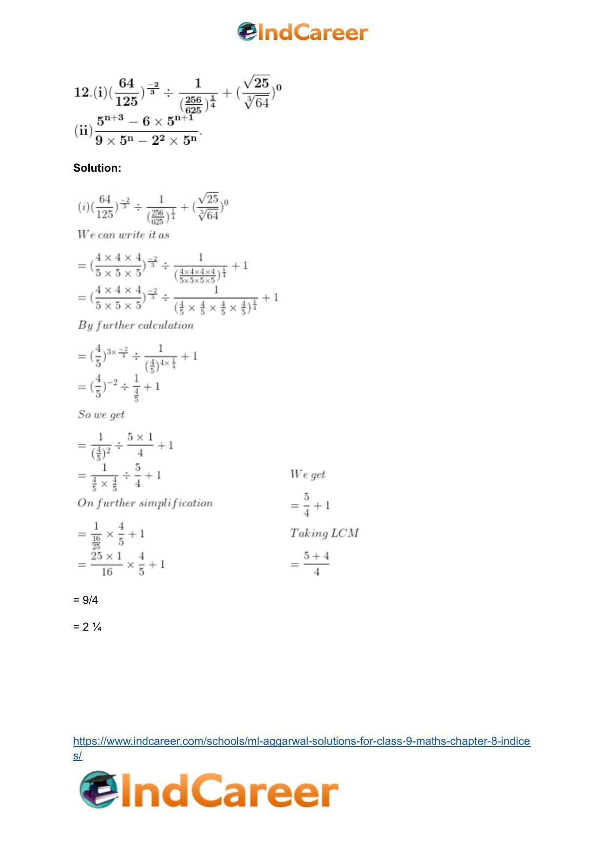 ML Aggarwal Solutions for Class 9 Maths Chapter 8- Indices - Page 15
