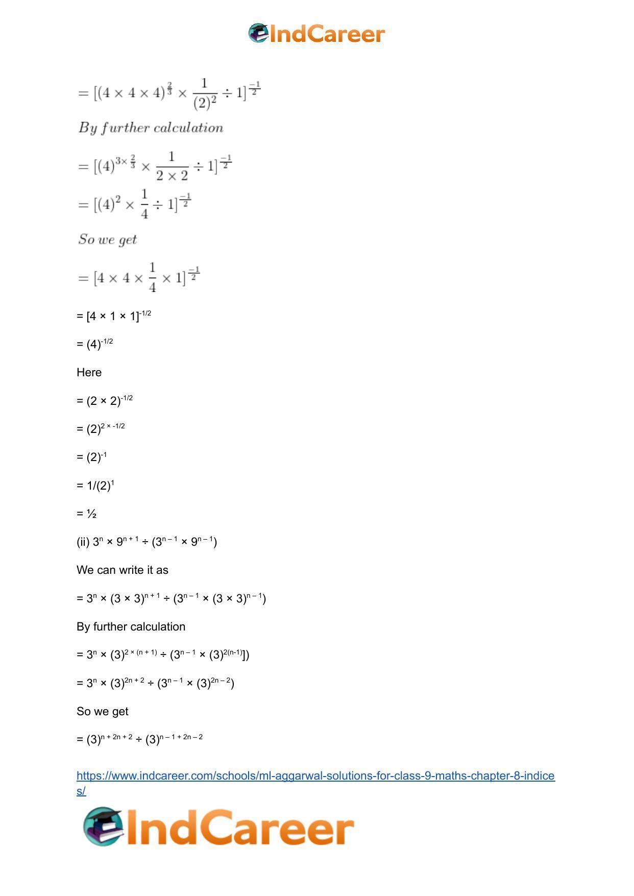ML Aggarwal Solutions for Class 9 Maths Chapter 8- Indices - Page 17