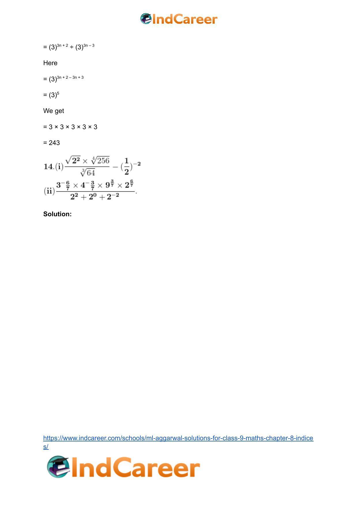 ML Aggarwal Solutions for Class 9 Maths Chapter 8- Indices - Page 18