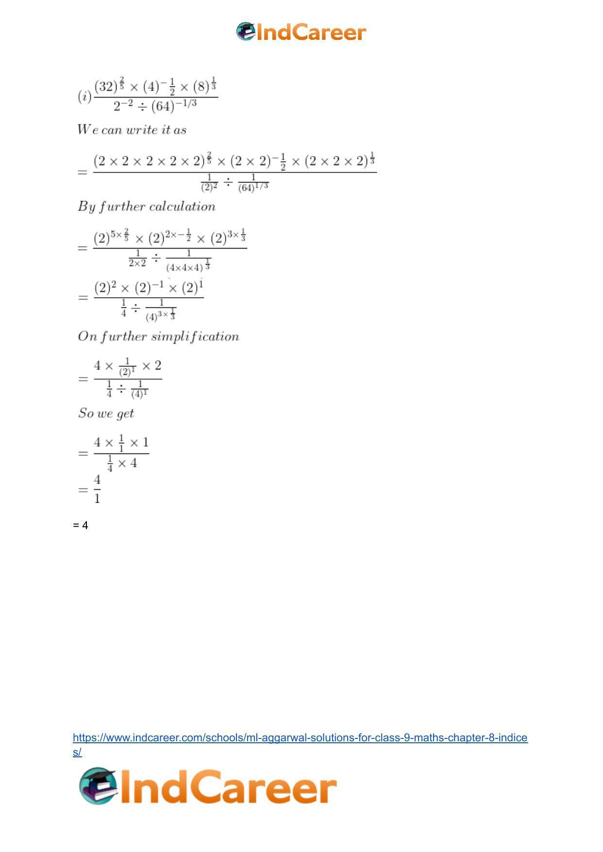 ML Aggarwal Solutions for Class 9 Maths Chapter 8- Indices - Page 21