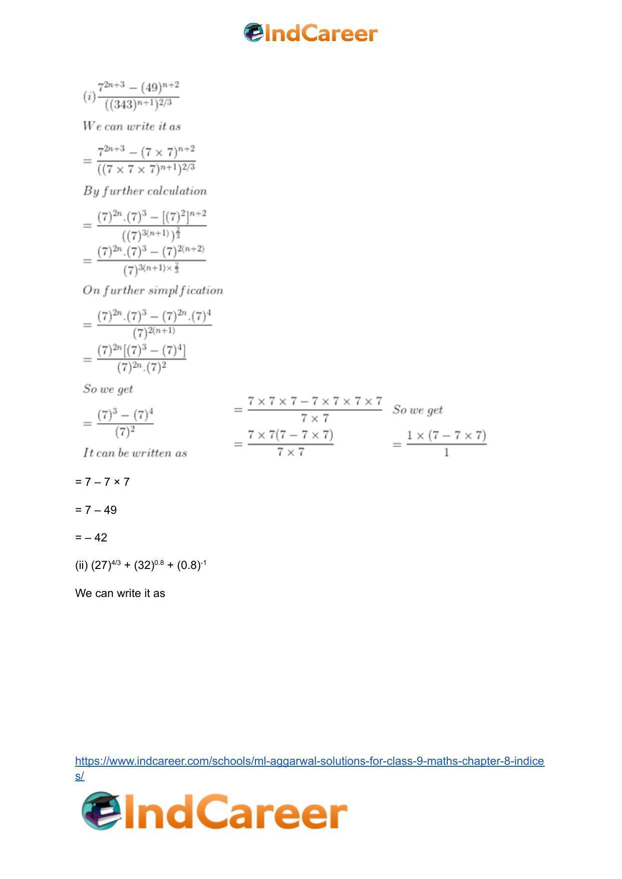 ML Aggarwal Solutions for Class 9 Maths Chapter 8- Indices - Page 23