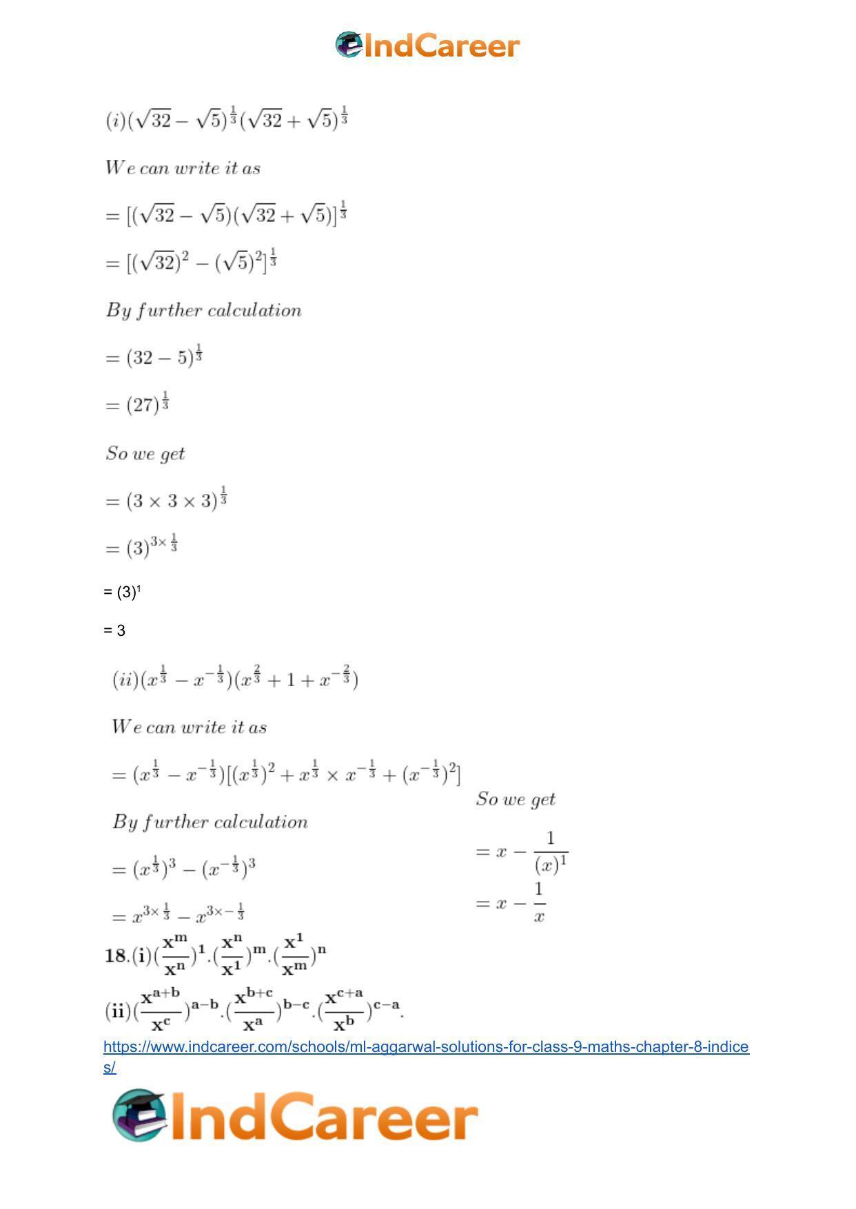 ML Aggarwal Solutions for Class 9 Maths Chapter 8- Indices - Page 25