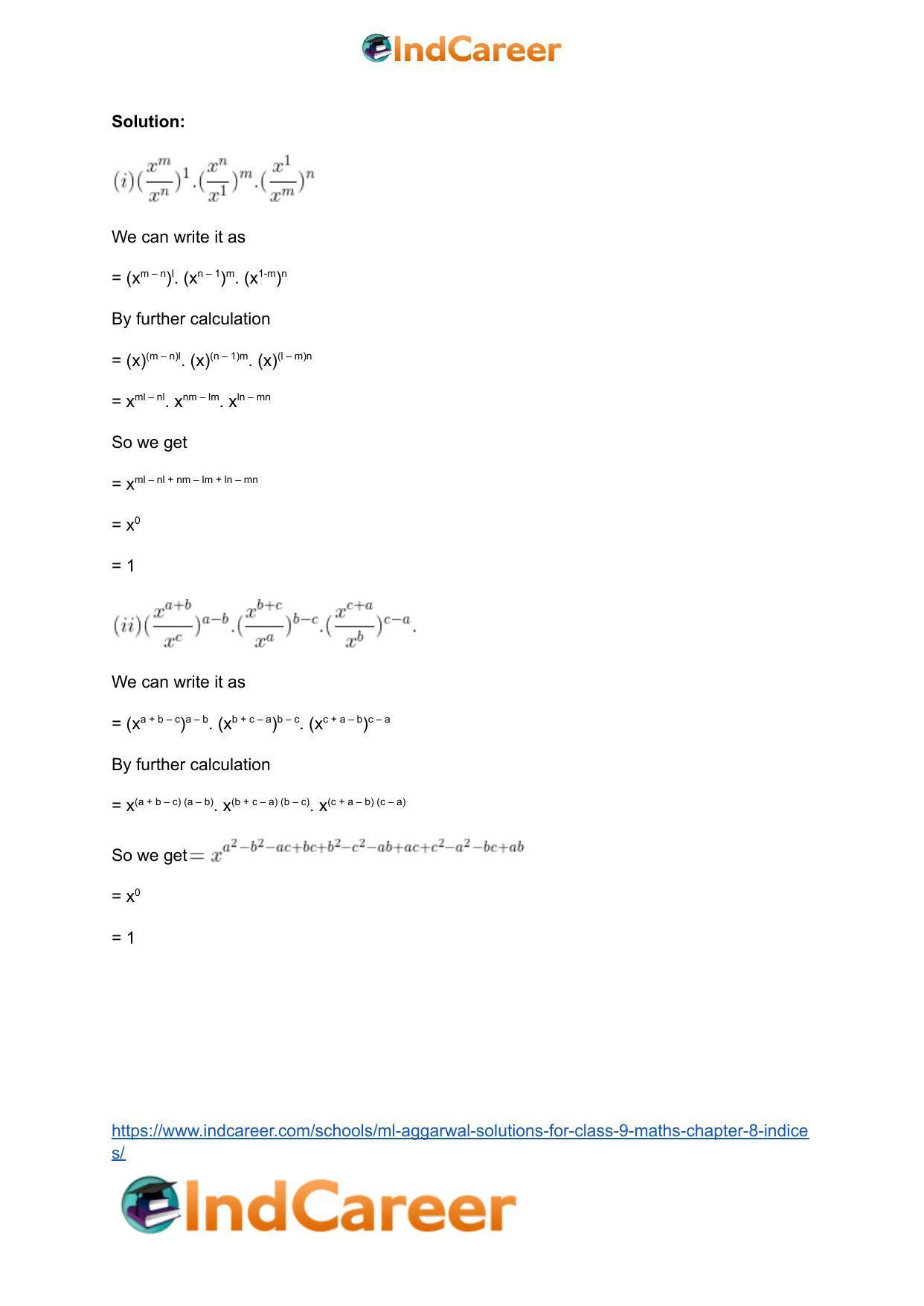ML Aggarwal Solutions for Class 9 Maths Chapter 8- Indices - Page 26