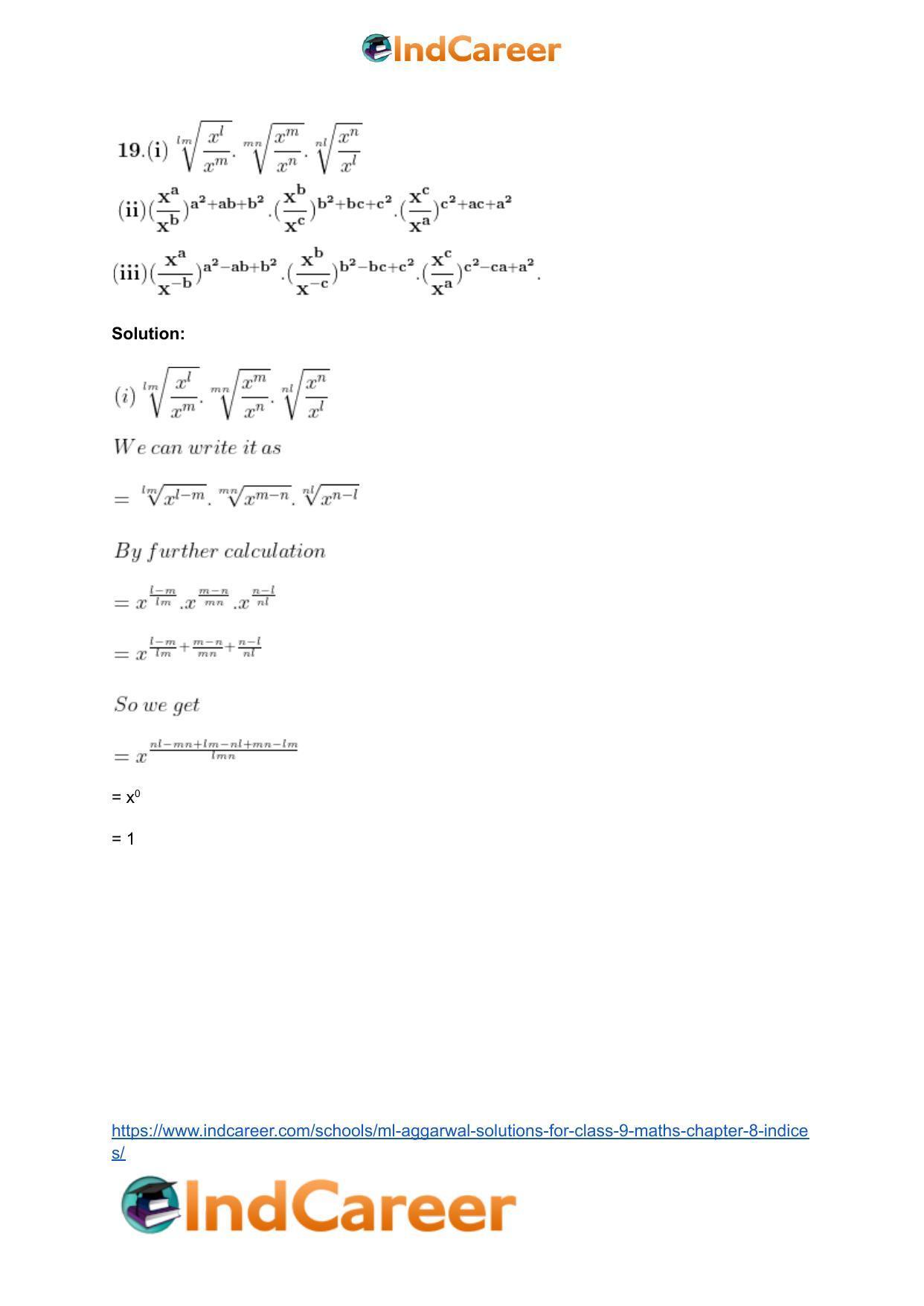 ML Aggarwal Solutions for Class 9 Maths Chapter 8- Indices - Page 27
