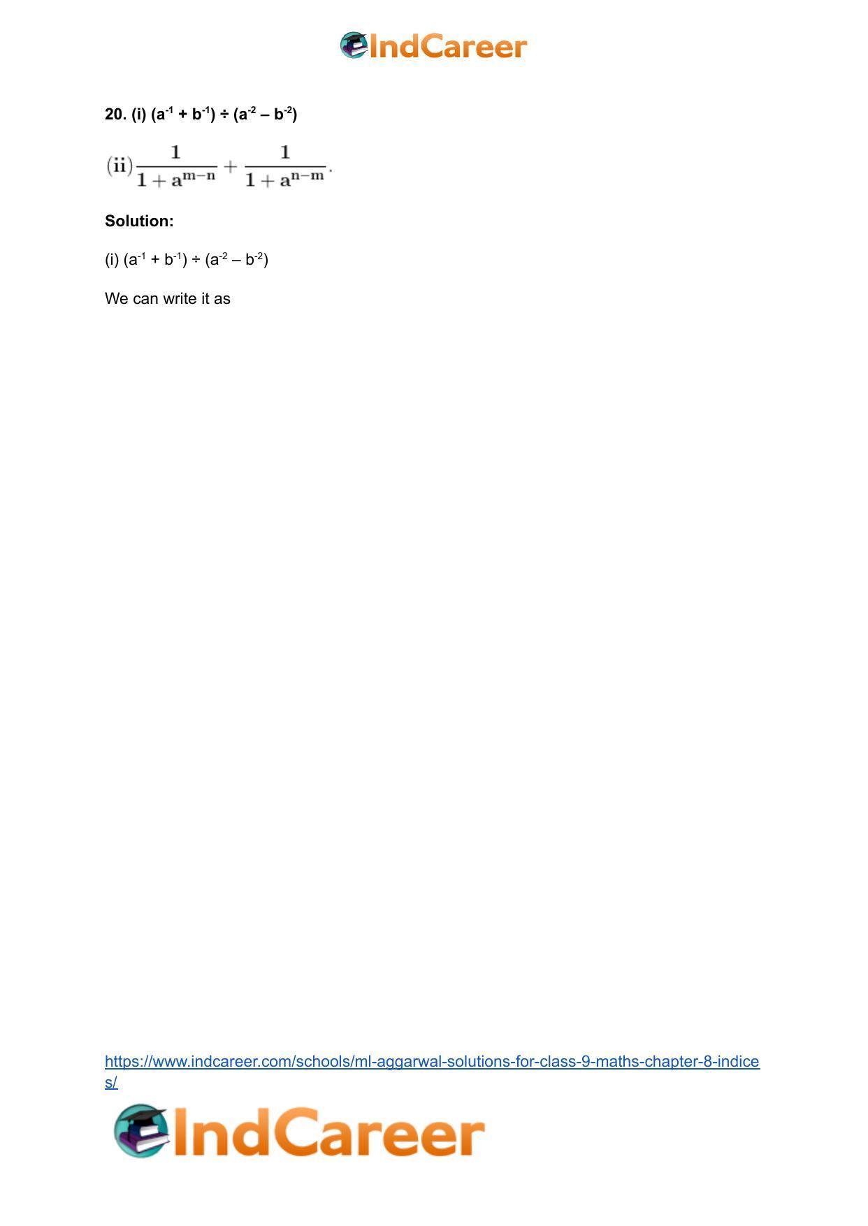 ML Aggarwal Solutions for Class 9 Maths Chapter 8- Indices - Page 29