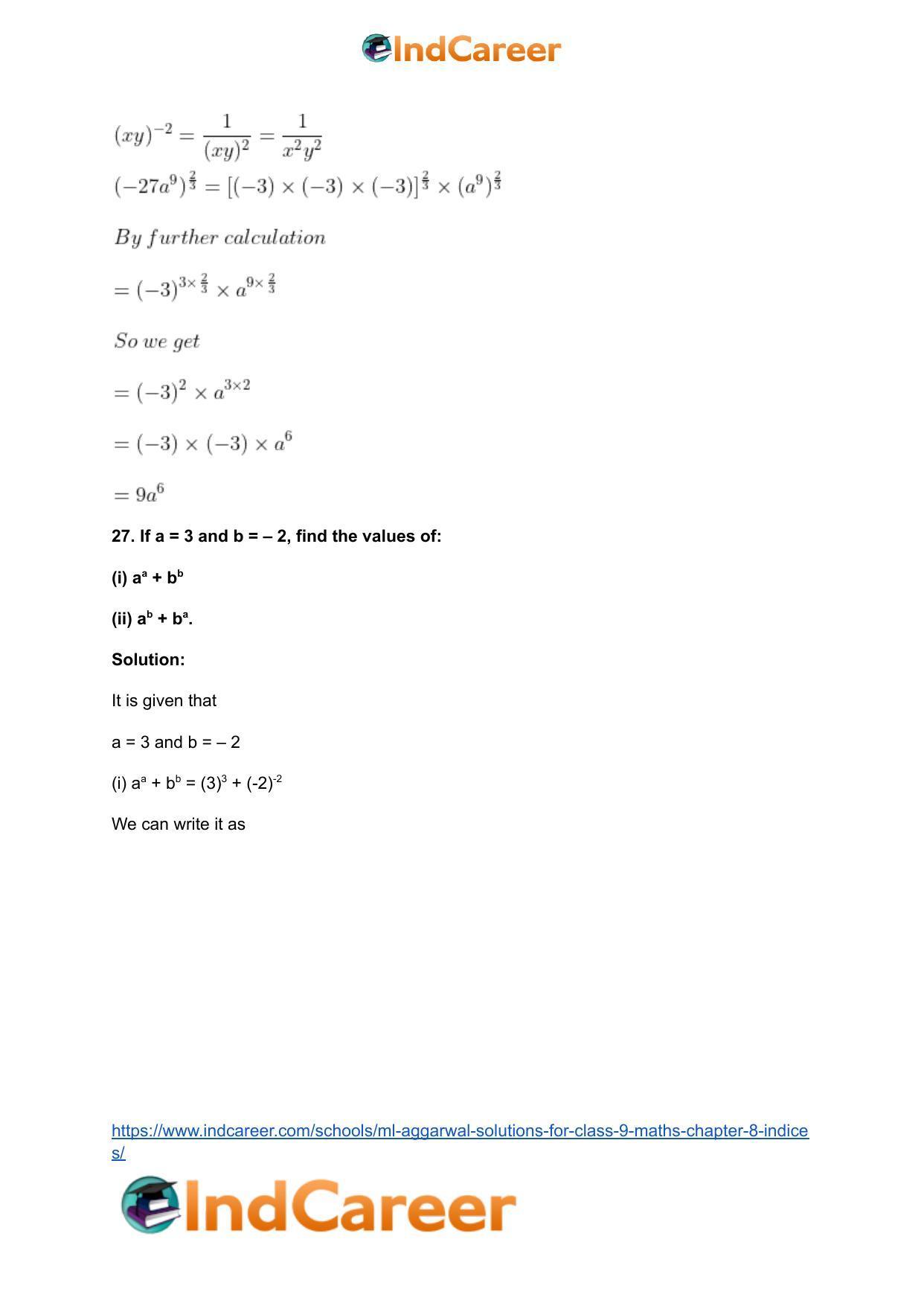 ML Aggarwal Solutions for Class 9 Maths Chapter 8- Indices - Page 37